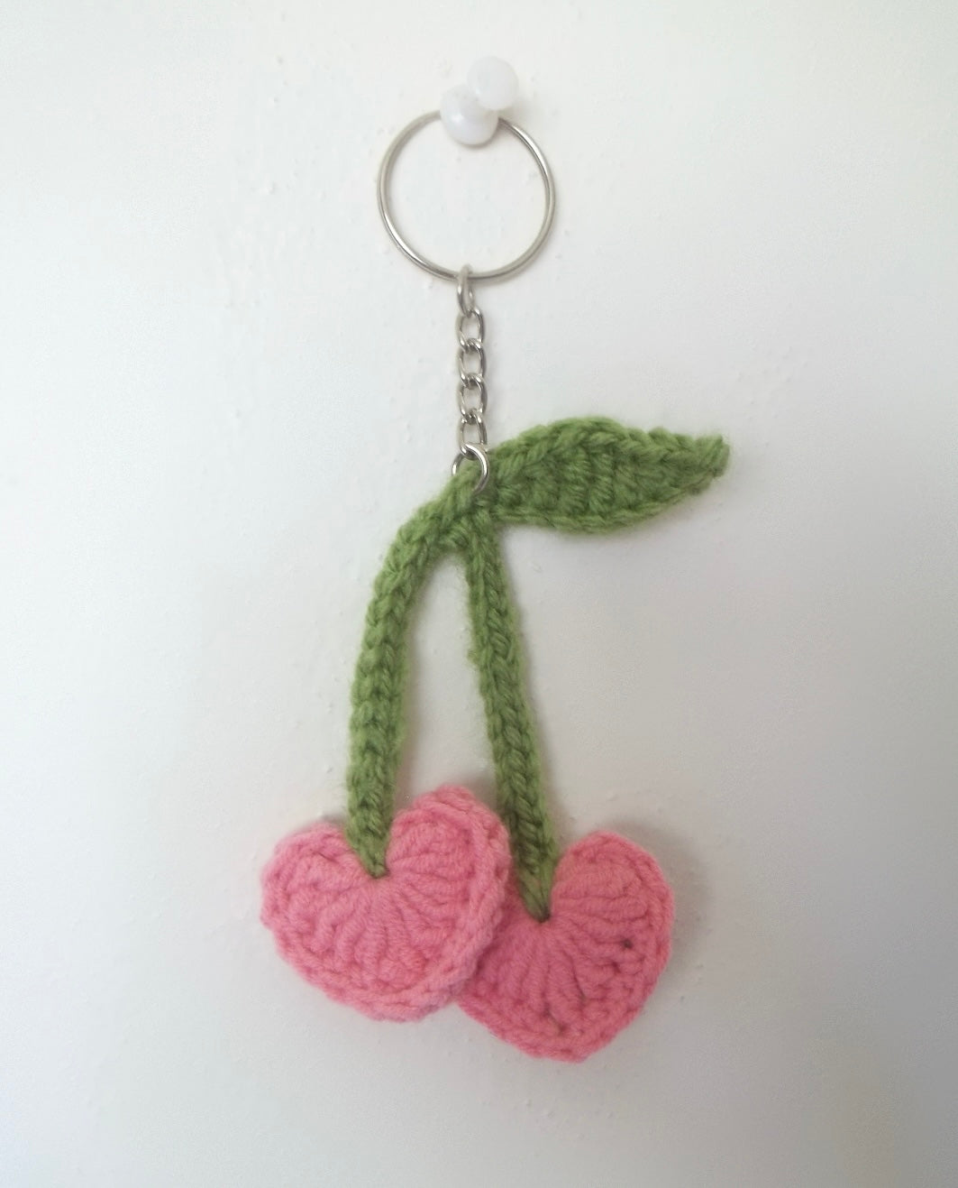 heart cherry crochet keychain ♡